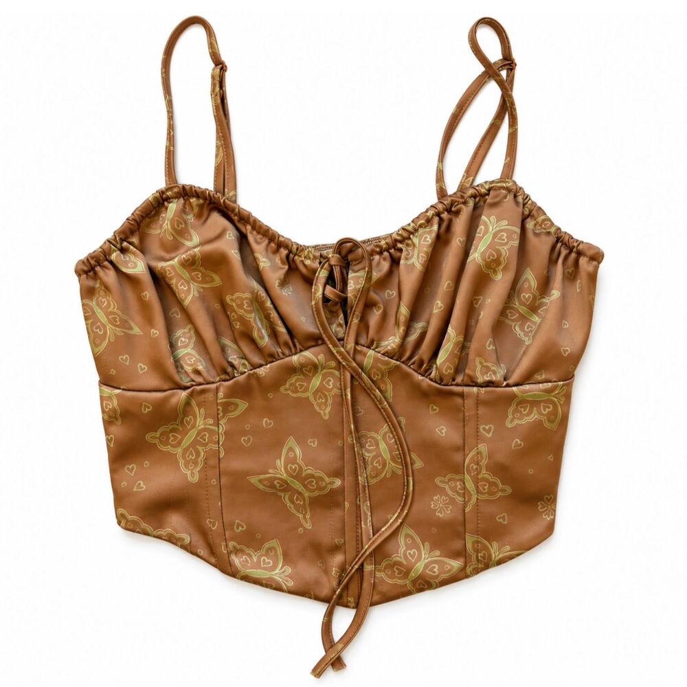 LA Hearts Satin Corset Crop Top Womens